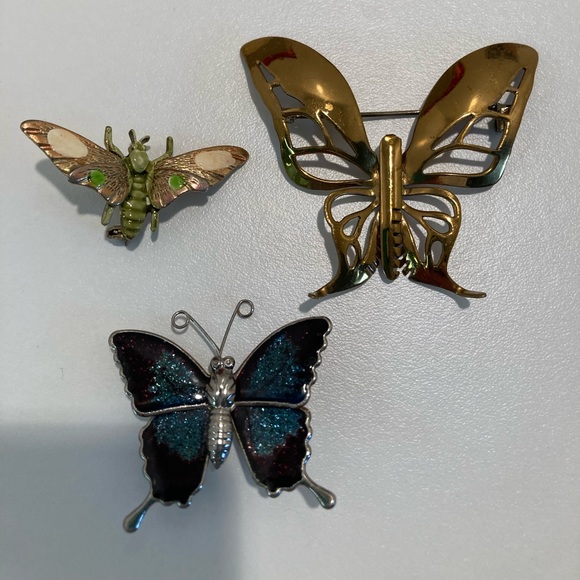 Vintage Jewelry - 3 Butterfly vintage pins